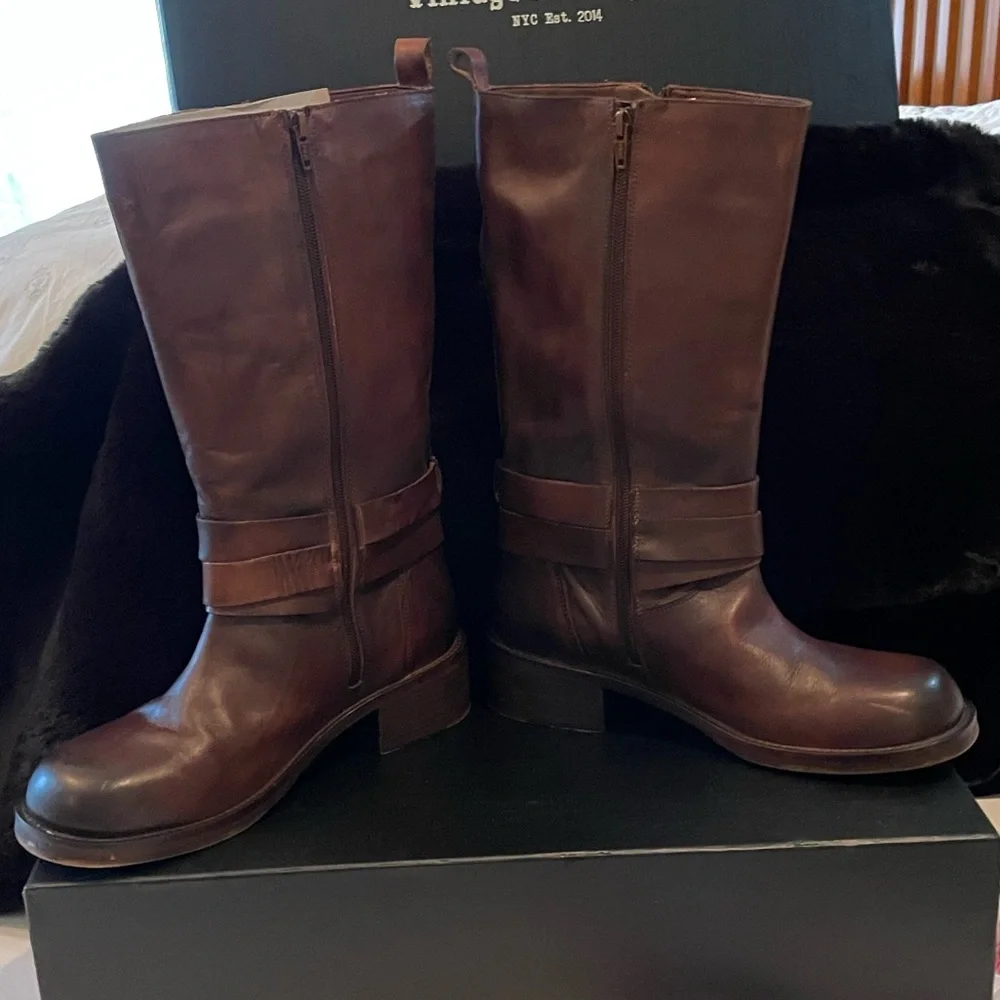 9  Vintage Foundry Co. Cognac Brown Leather Mid-calf Boots  *Philippa* - Picture 13 of 15